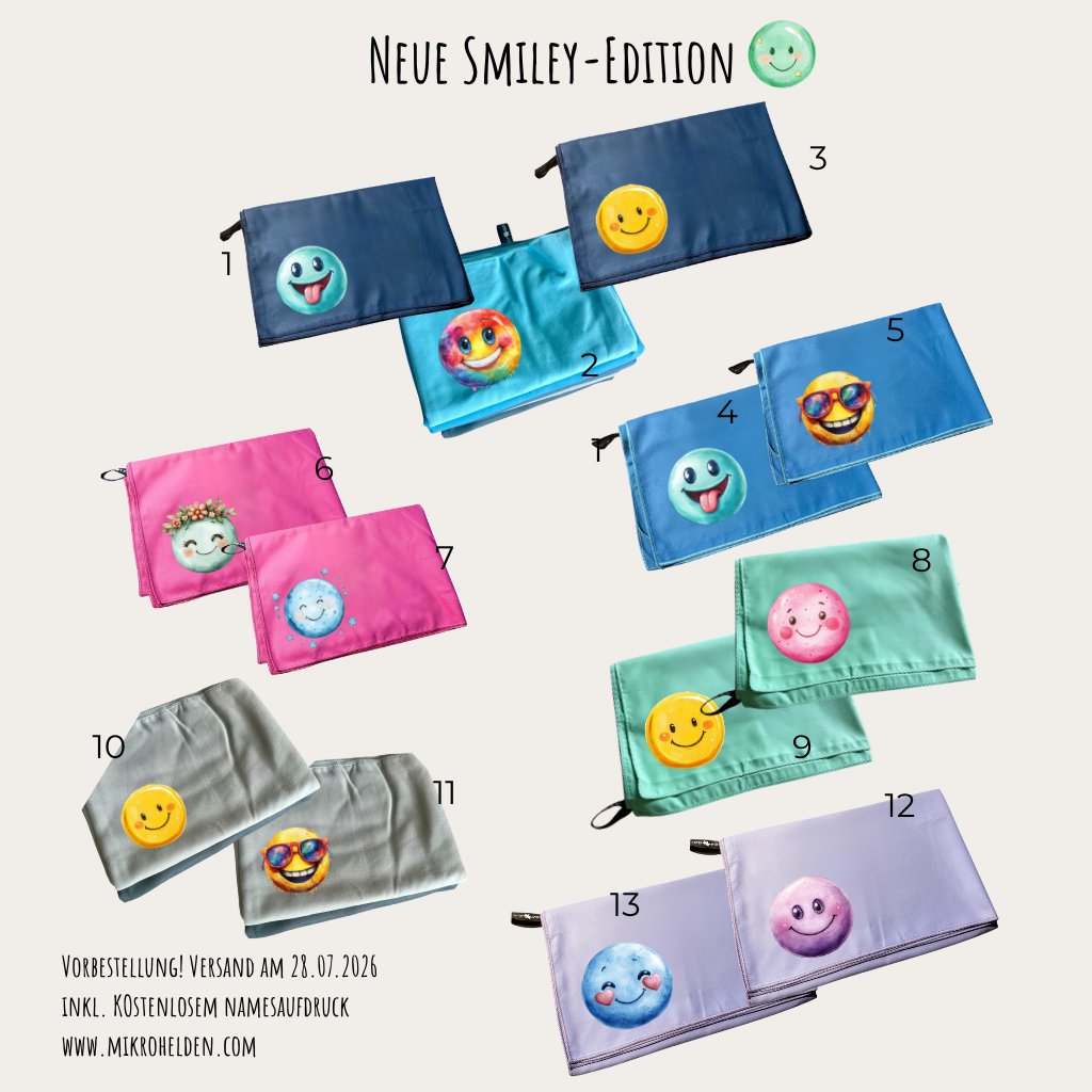 Aktion Vorbestellung Badetuch Smiley - mit Motiv und Name