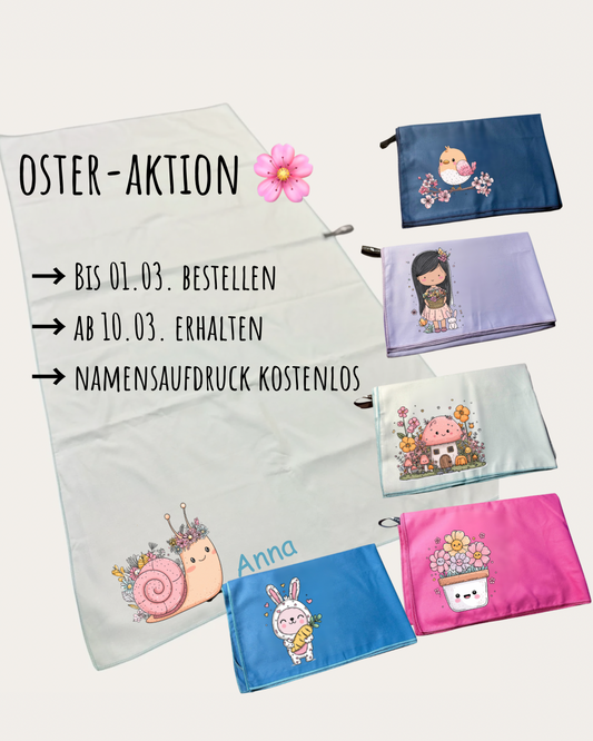 Badetuch Osteraktion - mit Motiv und Name - VERLÄNGERT